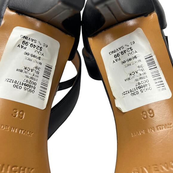 Givenchy Paris Womens Size 39 Black Leather Ankle Strap Heel Sandals - Picture 7 of 9